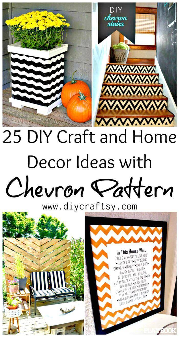 25 DIY Craft and Home Decor Ideas with Chevron Pattern, DIY Home Decor Projects, DIY Craft Ideas, DIY Projects, DIY Ideas, Chevron Projects