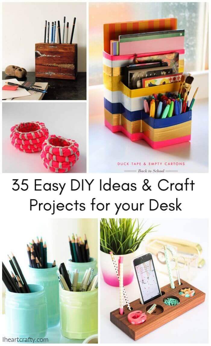 35 Easy DIY Craft Projects for your Desk, diy ideas for desk organization, diy desk organizer tray, diy organizer