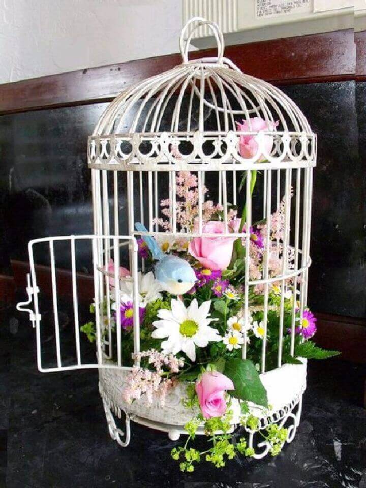 Bird Cage Floral Decor