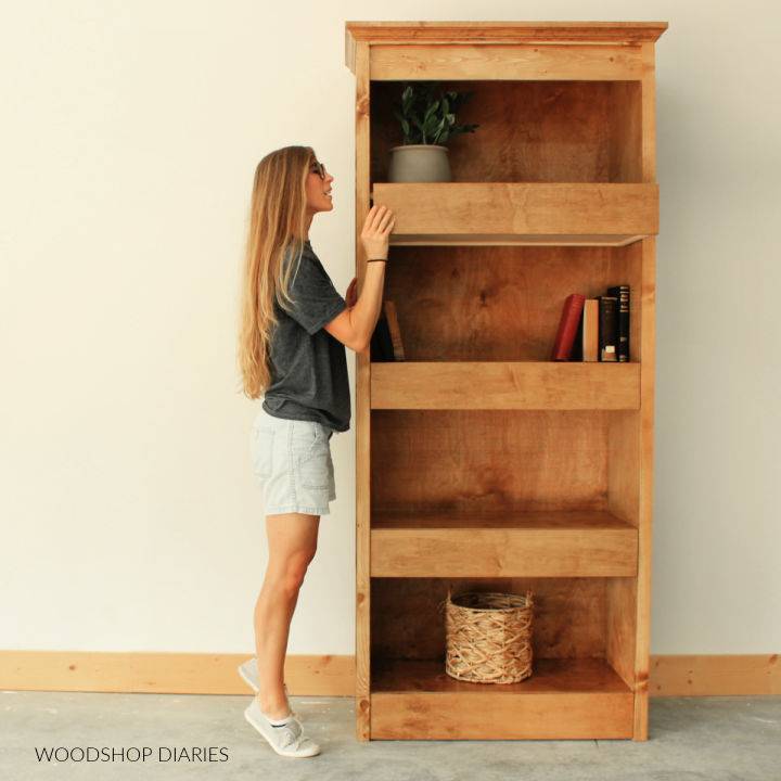 DIY Plywood Bookshelf With Hidden Storage