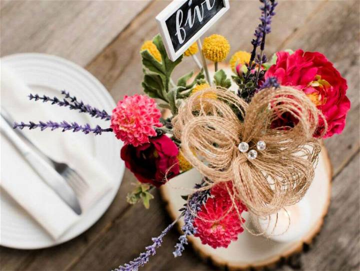 Burlap Flower Centerpiece for Weddings