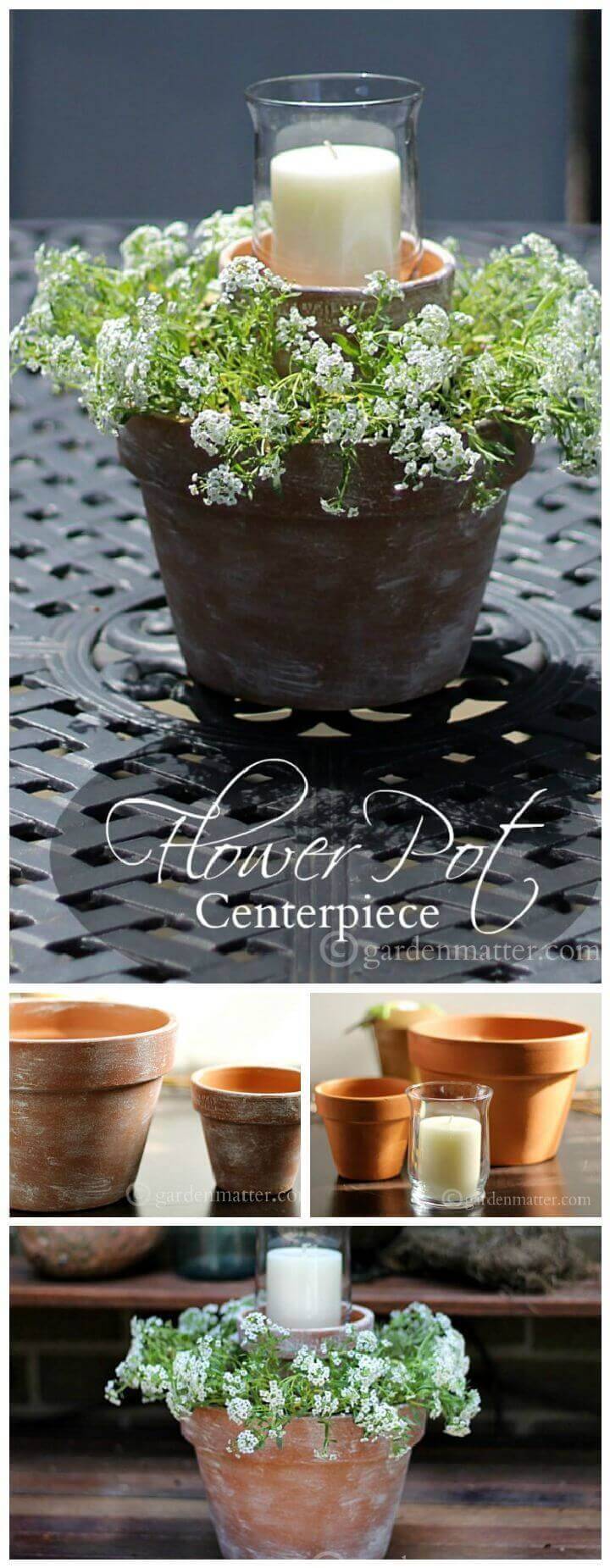 Candle And Flower Pot Centerpiece For Your Porch