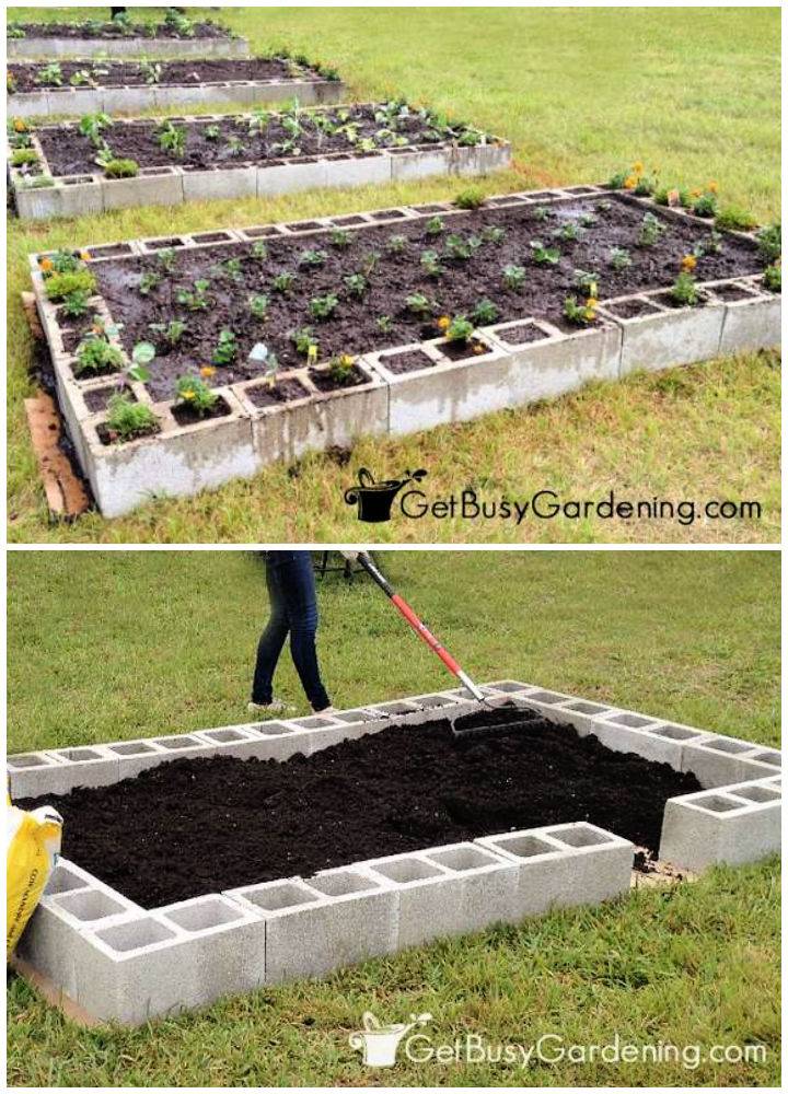 DIY Concrete Blocks Raised Garden Bed