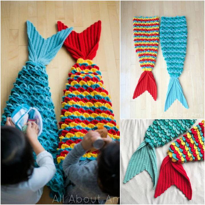 Crocodile Stitch Crochet Mermaid Tail Blanket Pattern