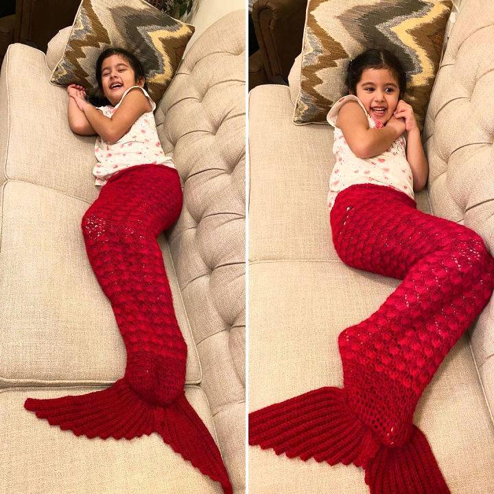 crochet mermaid tail in red color