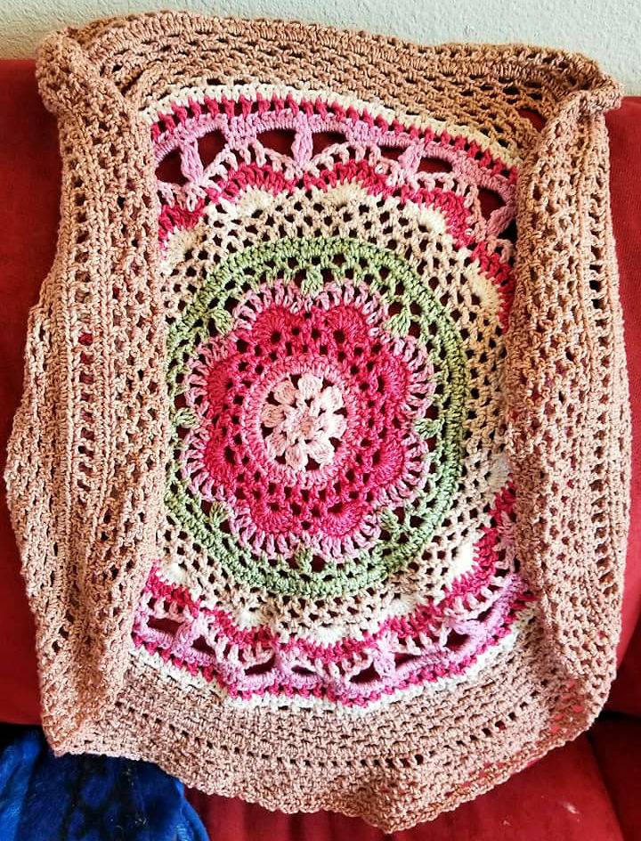 Free Crochet Sunset Mandala Circular Vest Pattern
