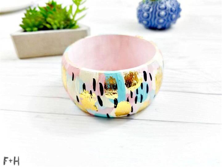 DIY Abstract Painted Wood Bangle Bracelet