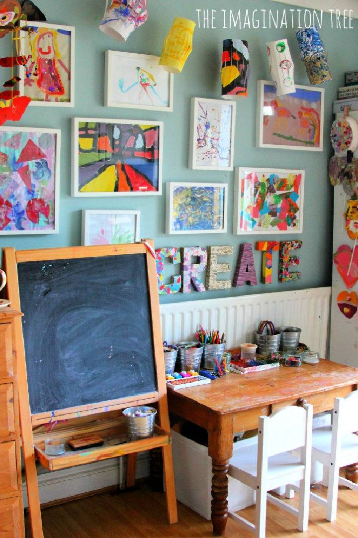 DIY Arts Area and Gallery for Kids