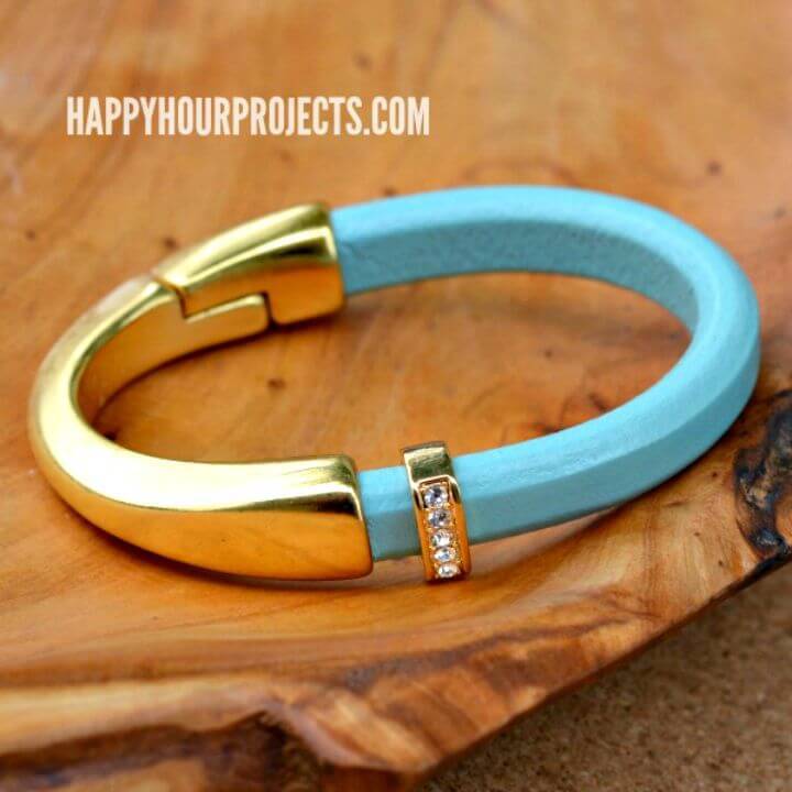 DIY Gold & Leather Curved Clasp Bracelet