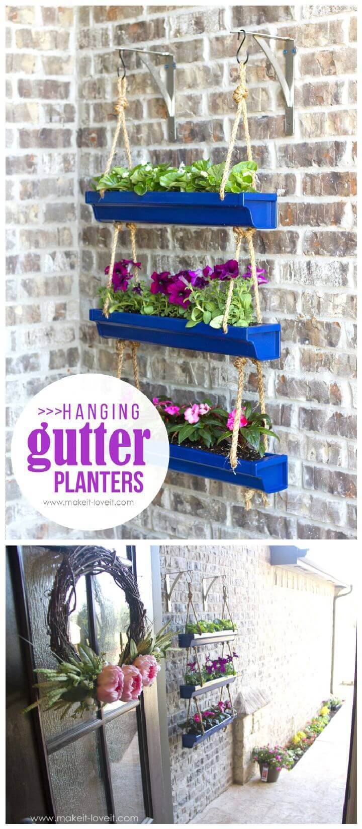 DIY Hanging Rain Gutter Planters