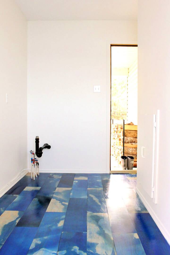 DIY Marbled and Plywood Floor