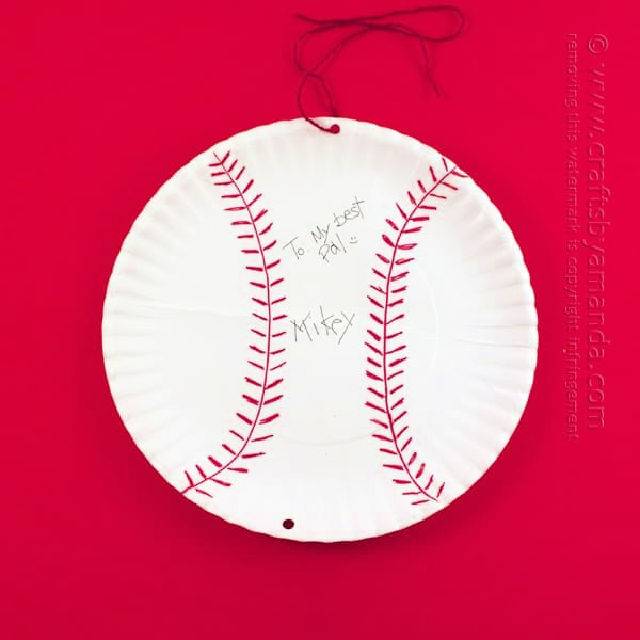 DIY Paper Plate Autographed Baseball Card for Dad