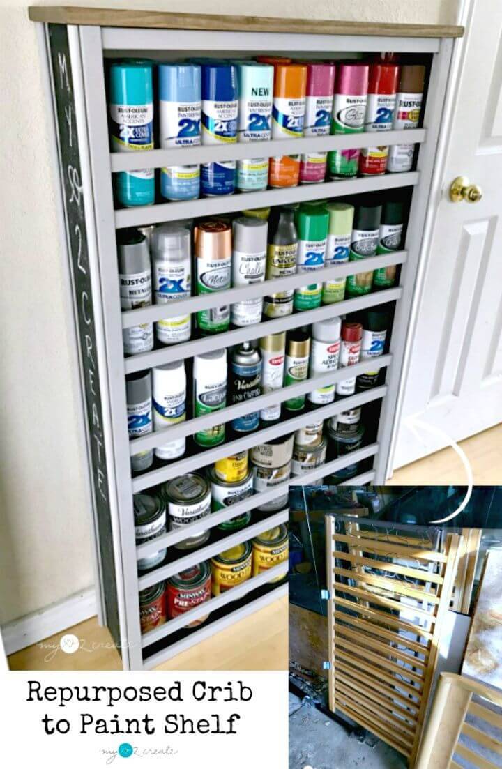 DIY Re-purposed Crib Paint Shelf