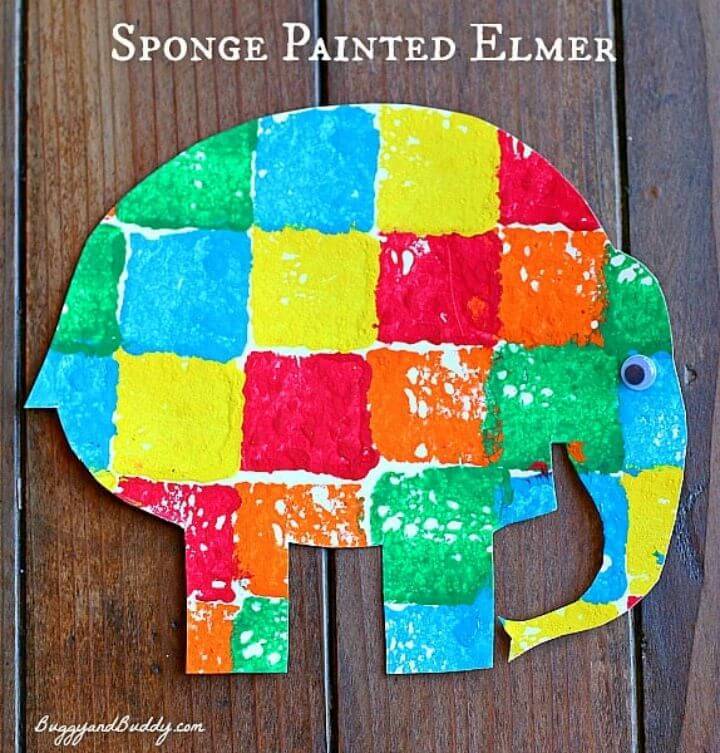 Sponge Painted Elmer the Elephant