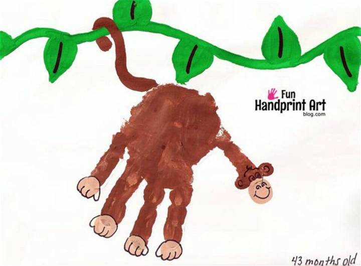 Make a Handprint Monkey on a Vine