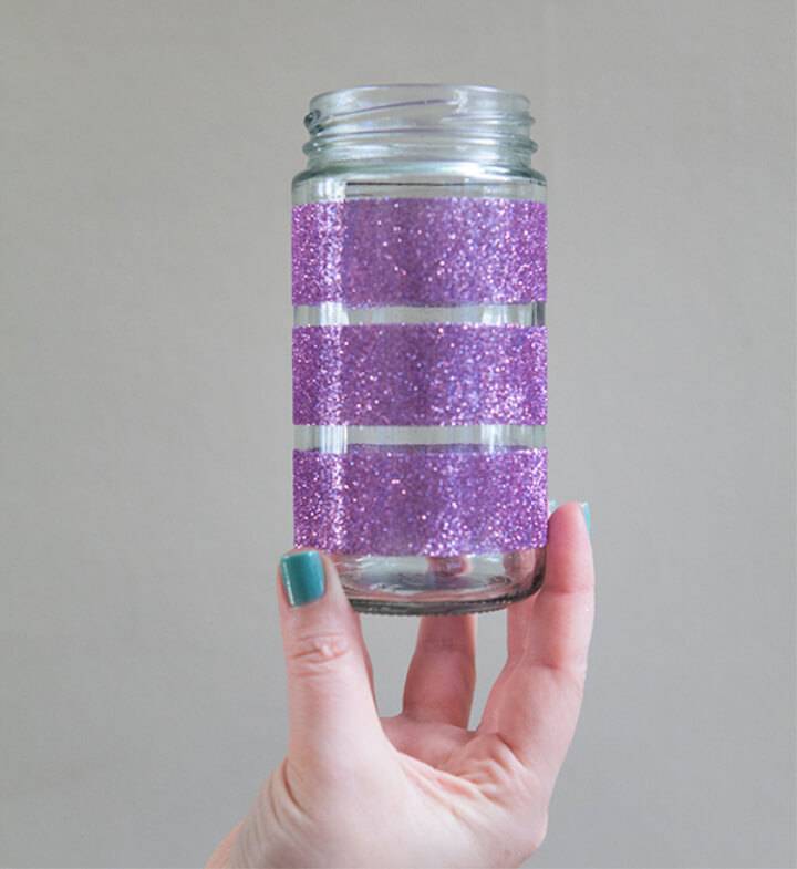 Easy to Make Glittered Glass Jars