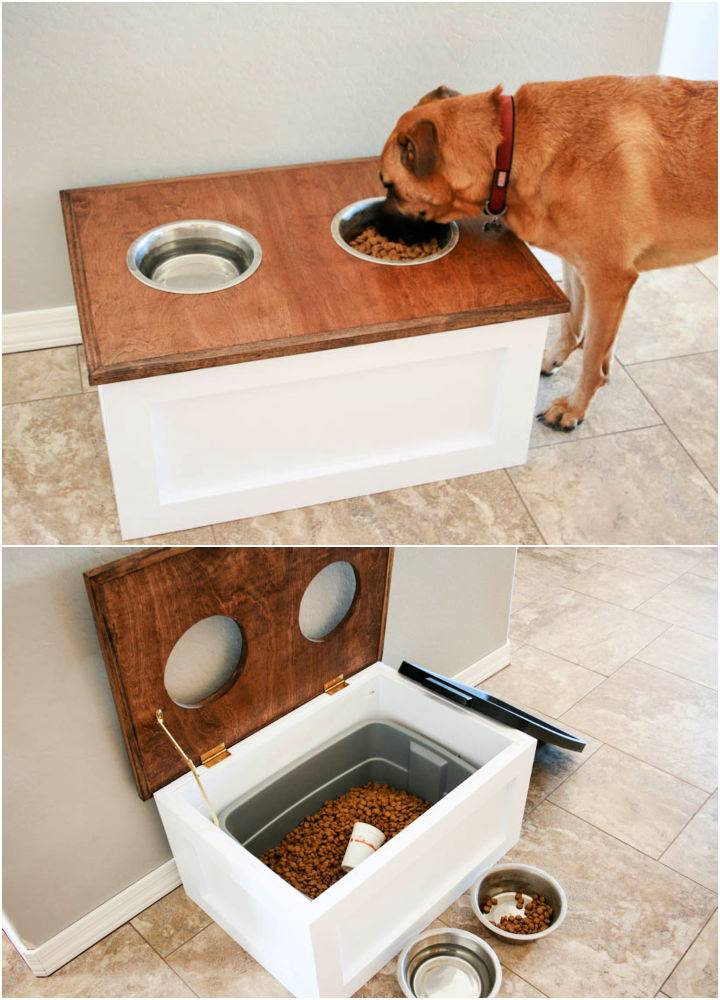 DIY Elevated Dog Feeder With Storage