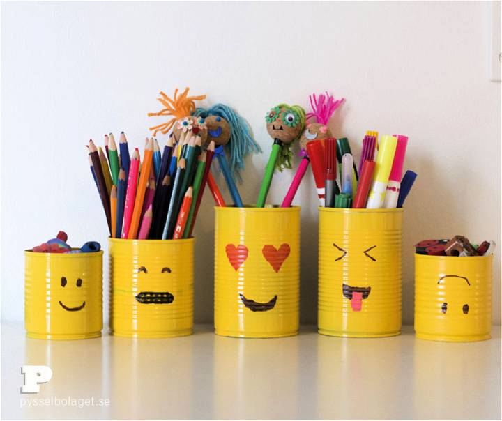Emoji Tin Can Pencil Holders Craft