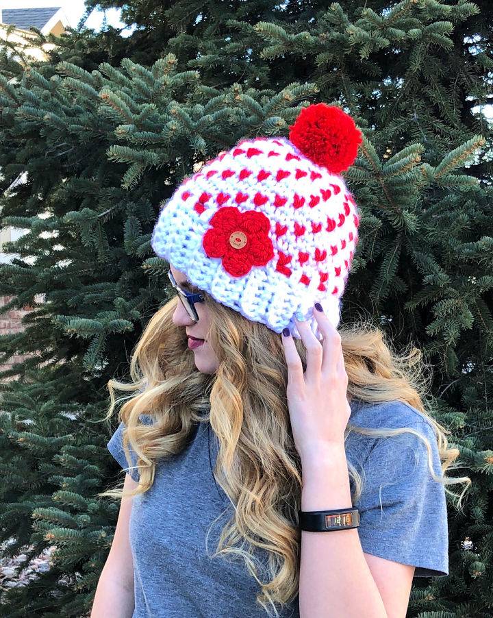 Free Crochet Pattern Heartful Winter Hat