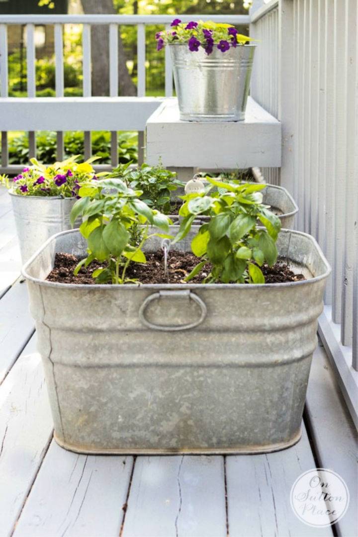 Galvanized Wash Tub Herb Garden Ideas