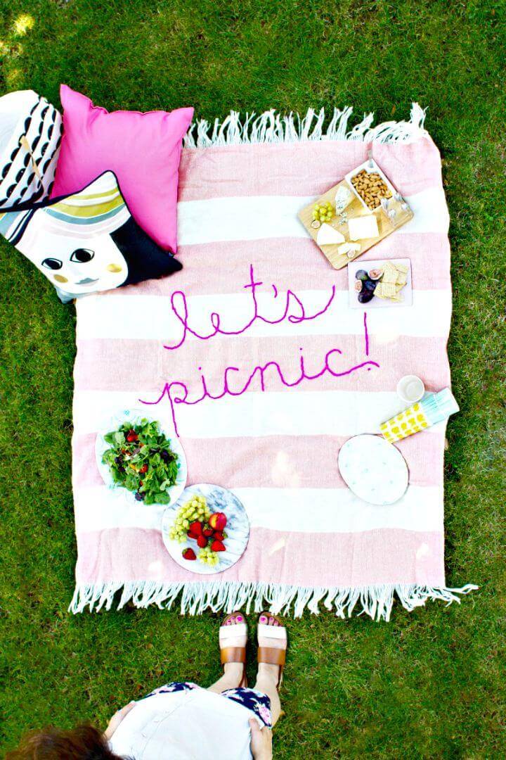 Homemade Giant Embroidery Picnic Throw Blanket