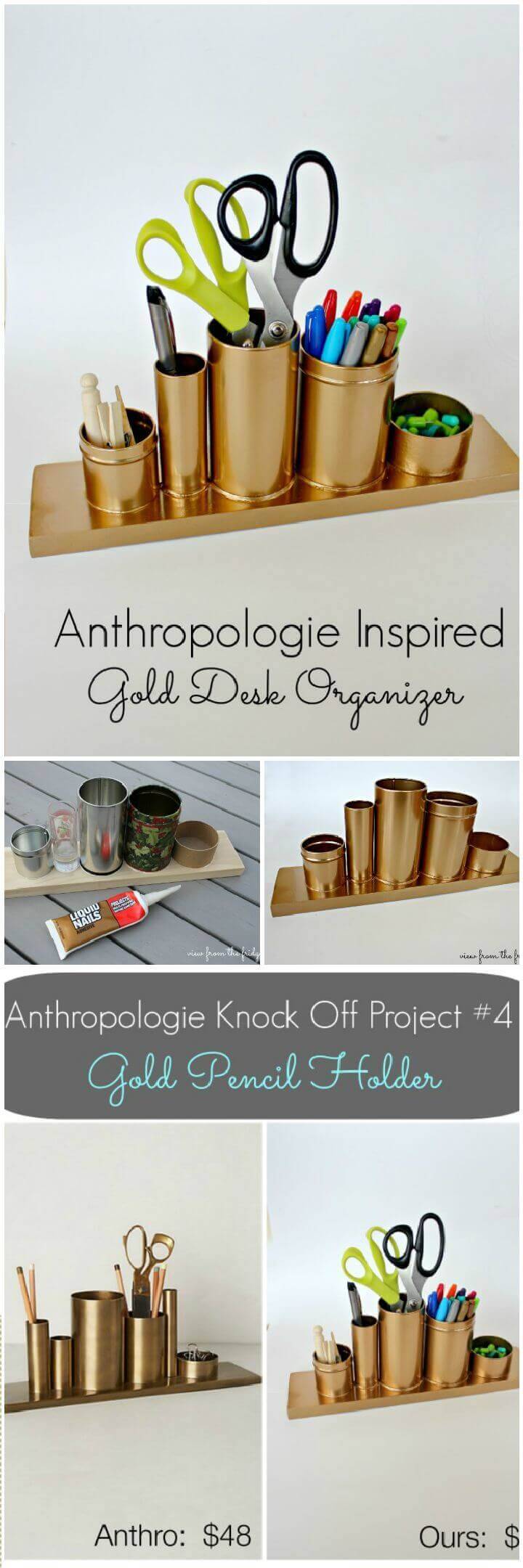 Gold Pencil Holder Anthro Knock Off
