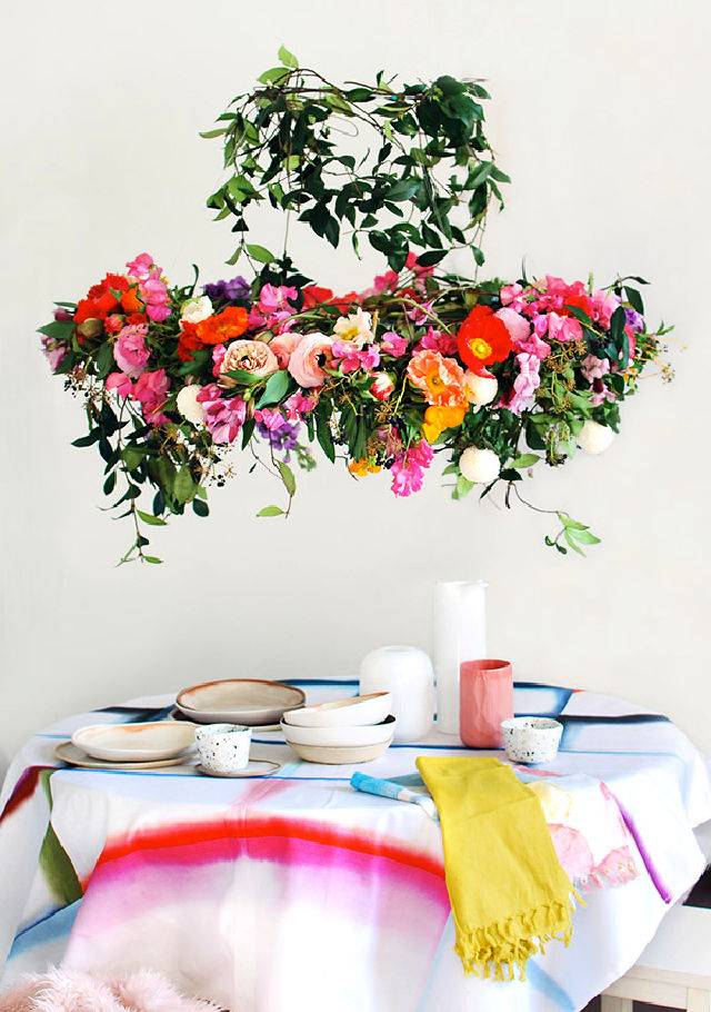 DIY Hanging Flower Chandelier for Party