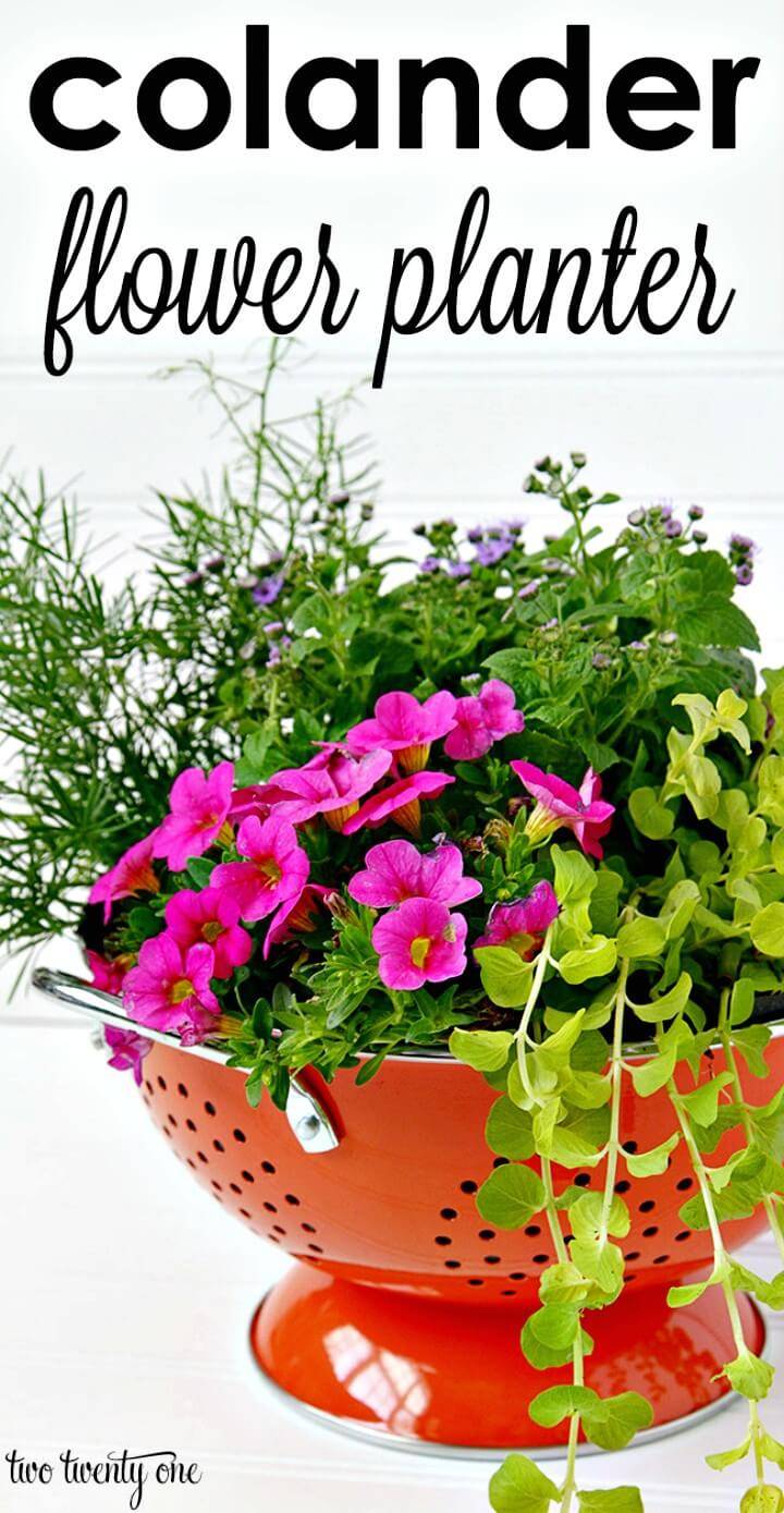 Easy DIY Colander Flower Planter