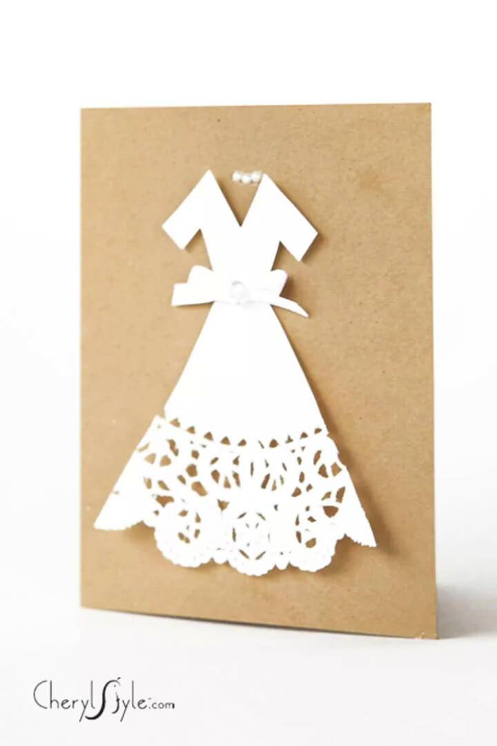 Make Your Own Doily Wedding Dress Card