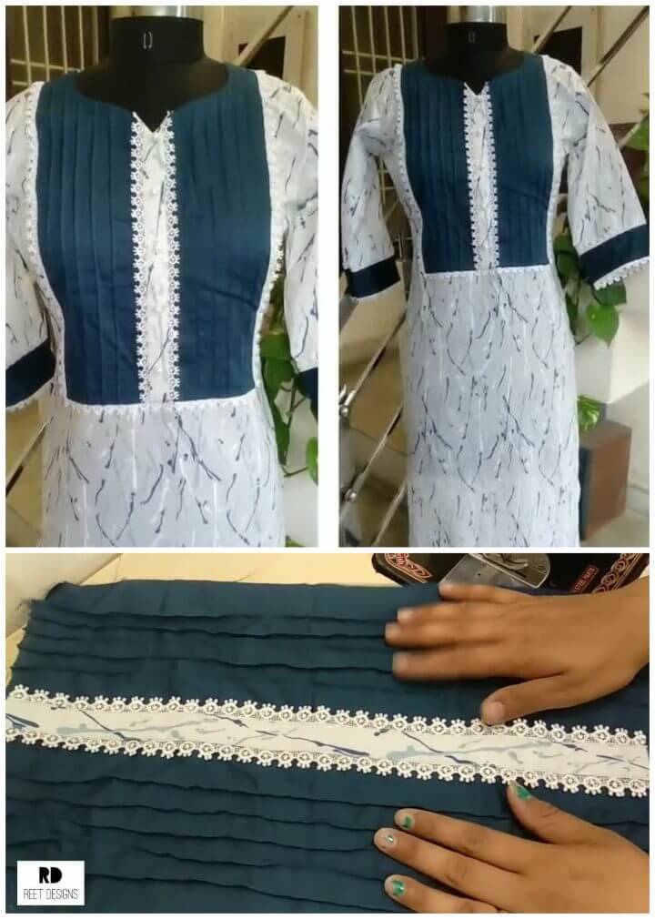 Make Pintex Neck Design with Lace