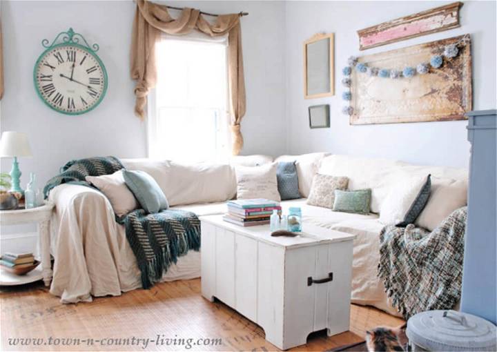 No Sew Drop Cloth Couch Slipcover