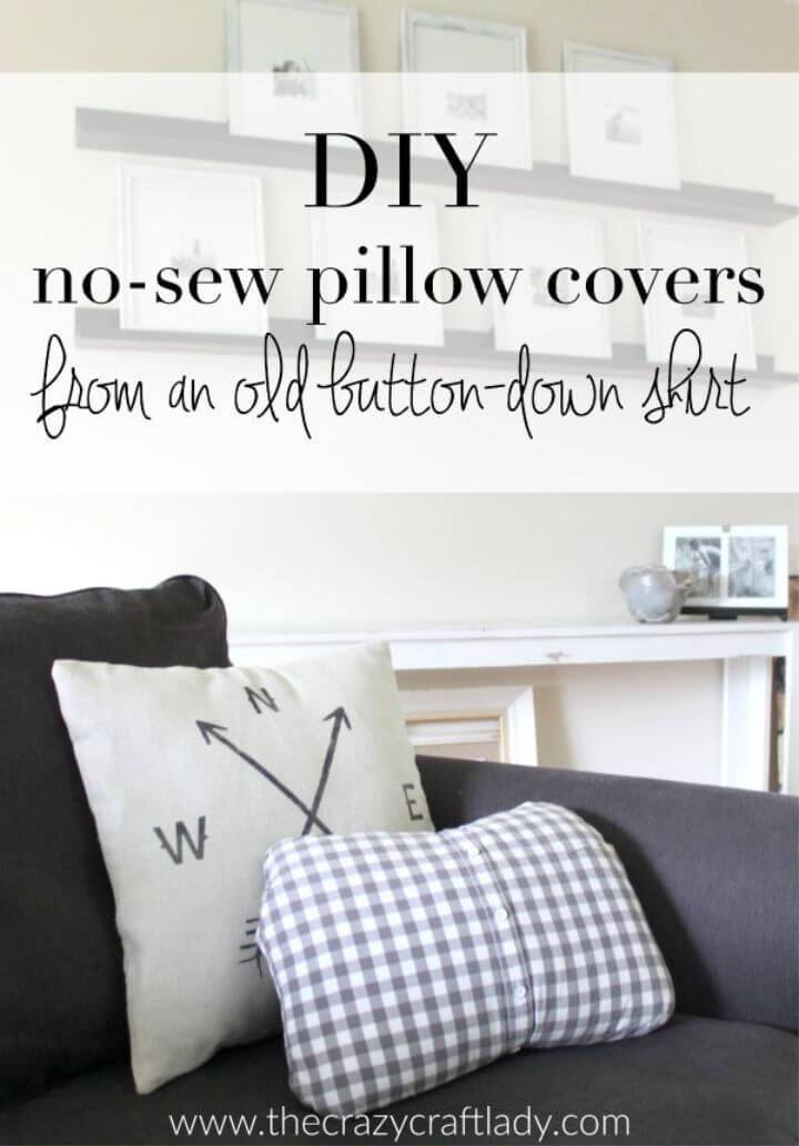 No Sew Pillow Cover from an Old Shirt