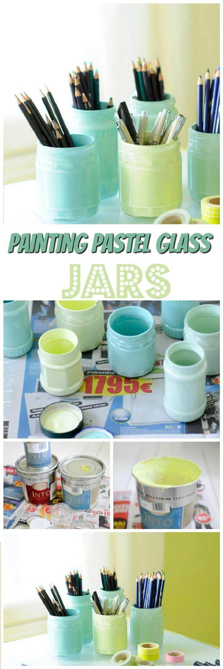 Painting pastel glass jars