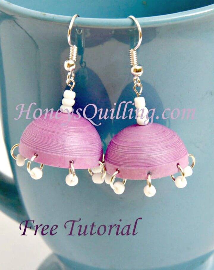 DIY Paper Quilled Jhumka Earrings With Dangles