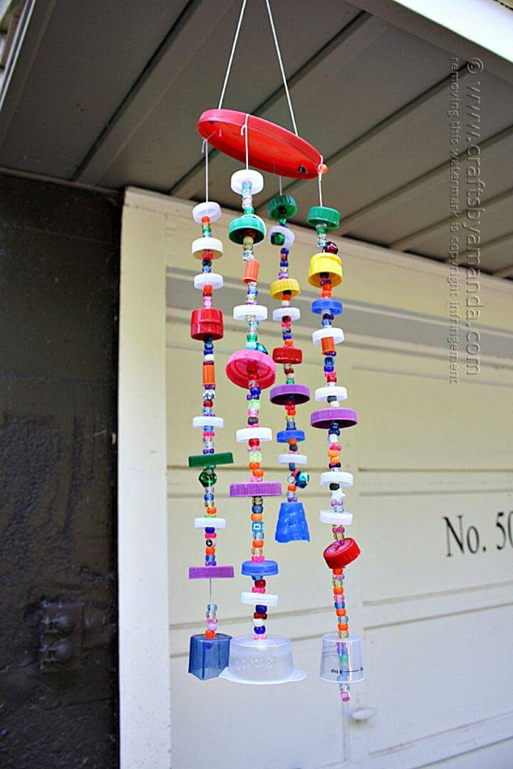 DIY Recycled Plastic Lid Wind Chime