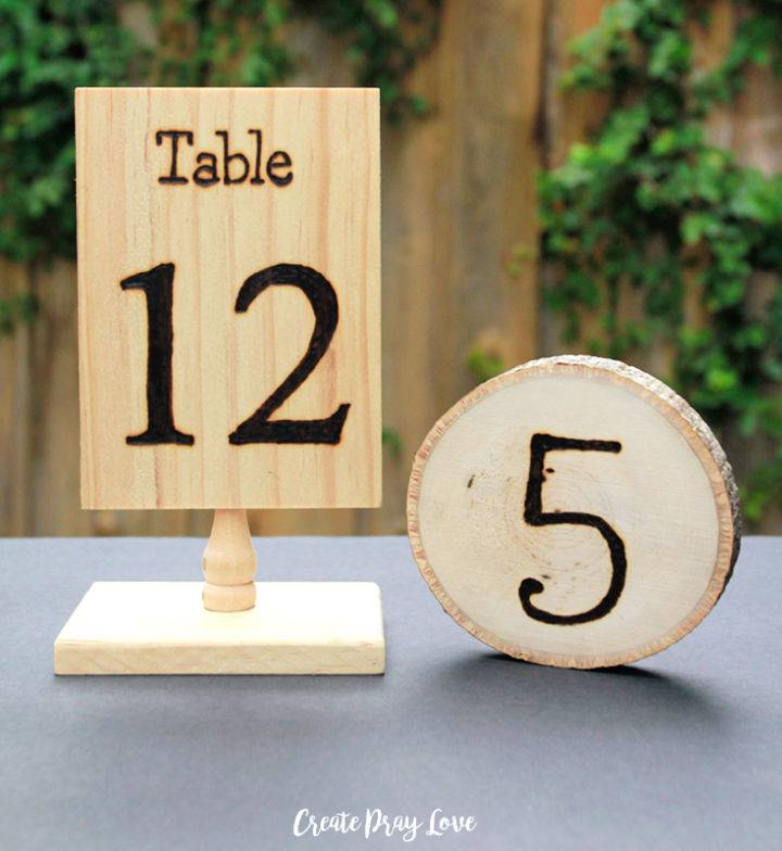 Rustic Wedding Table Numbers With Woodburning