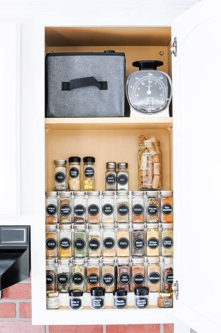 Make a Tiered Spice Rack In Cabinet