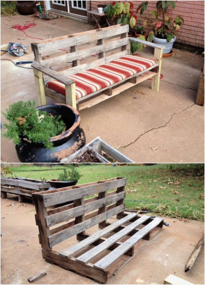 Pallet to Outdoor Patio Bench