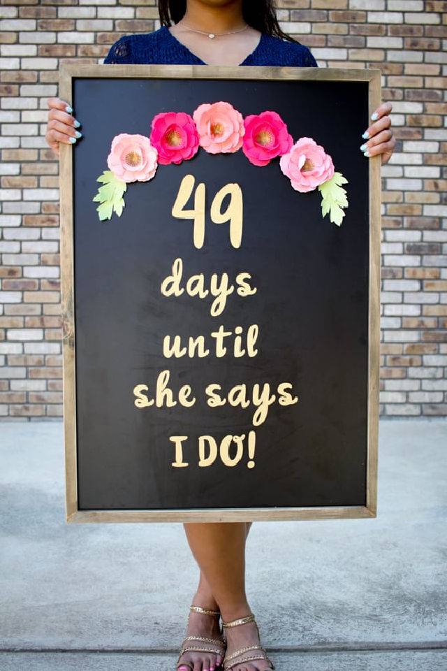 Wedding Day Countdown Chalkboard Sign With Cricut
